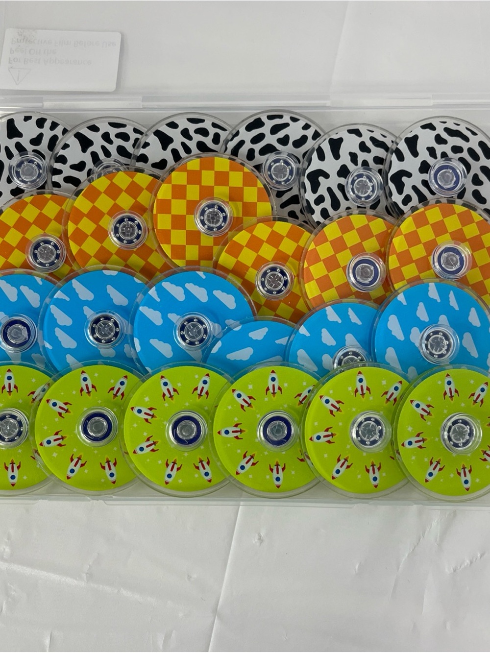 Colorful Kids Spinning Top Set - Black, Yellow, Blue, Green